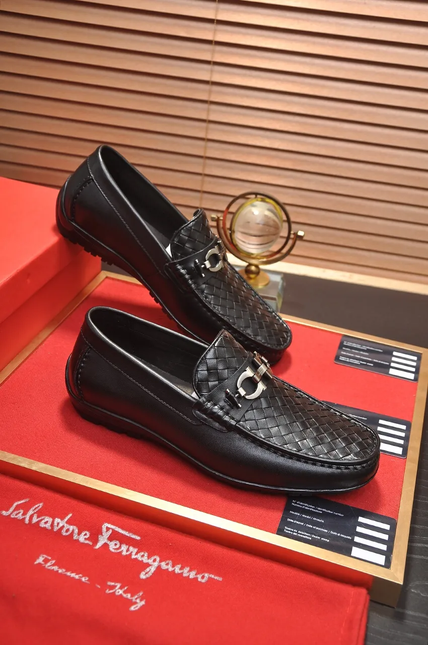 Men's shoes 💰500💶[Ferragamo/Ferragamo] The latest model in the counter. Original imported open-sided high-quality cowhide hand-woven + imported 🐂 cowhide + original luxury metal buckle + original combination outsole. Comparison without pressure 38--44🎉
